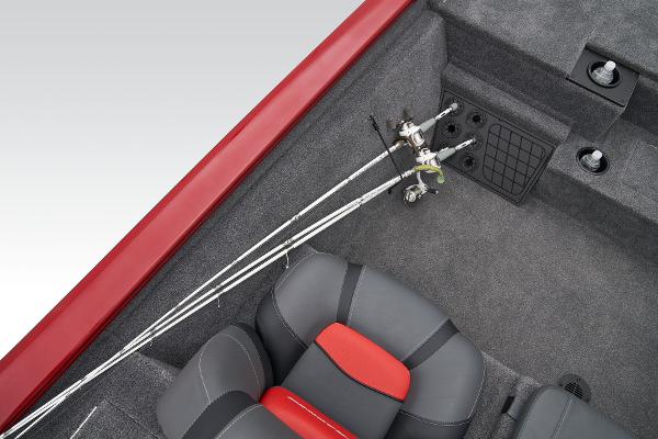 Manufacturer Provided Image: 2025 Tracker Pro Team 195 Tournament Edition boat interior with fishing rods and seating.