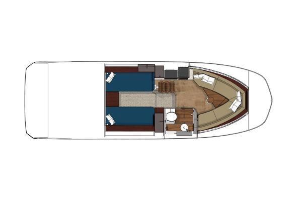 Manufacturer Provided Image: 2023 Sea Ray Sundancer 320 interior layout with sleeping quarters and bathroom.
