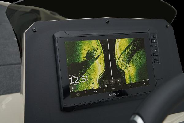 Manufacturer Provided Image: Garmin fishfinder display on 2026 Ranger Z185 boat dashboard.