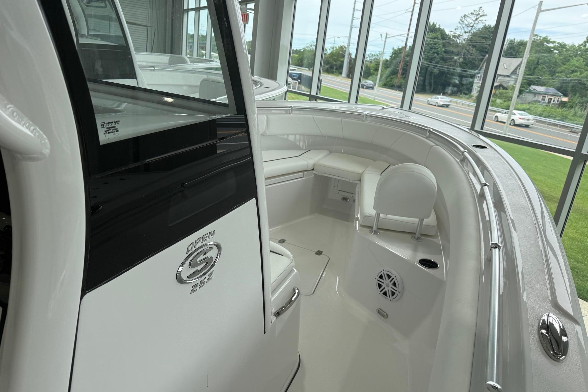 2026 Sportsman Open 252 Center Console boat interior, showcasing sleek design and seating area.