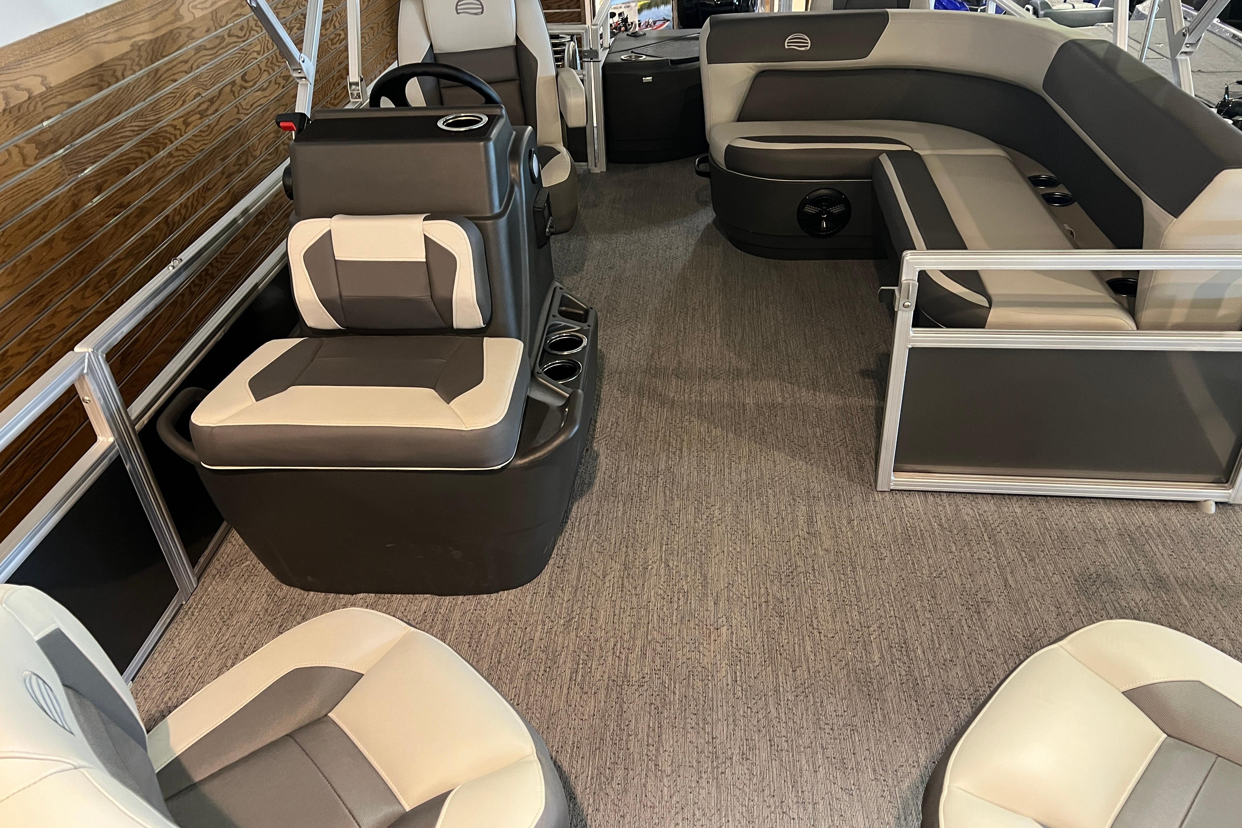 2026 Sun Tracker Bass Buggy 18 DLX interior with comfortable seating and modern design.