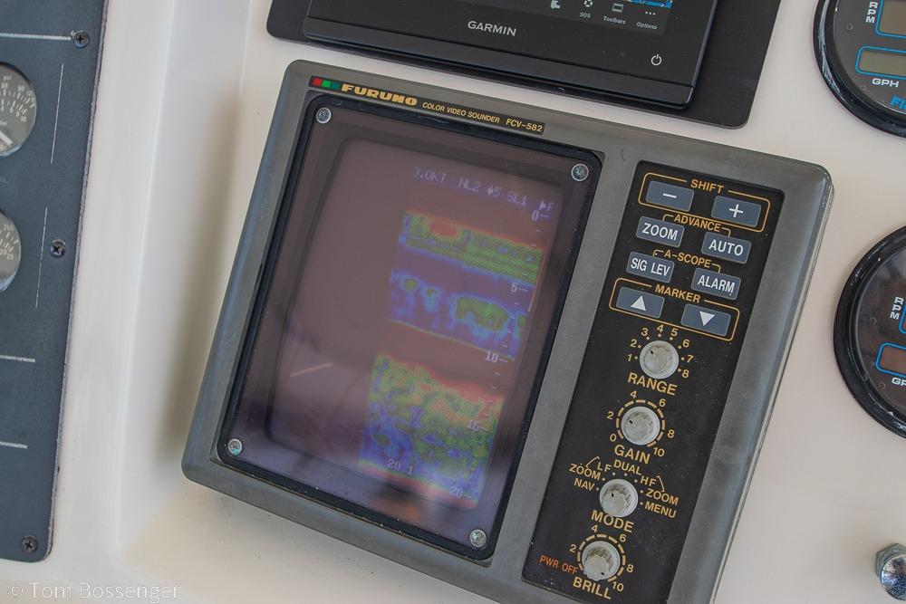 Furuno color video sounder on 1993 Tiara Yachts 4300 Convertible dashboard.