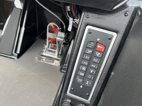 Control panel and foot pedal in 2025 Ranger Z520 boat cockpit.