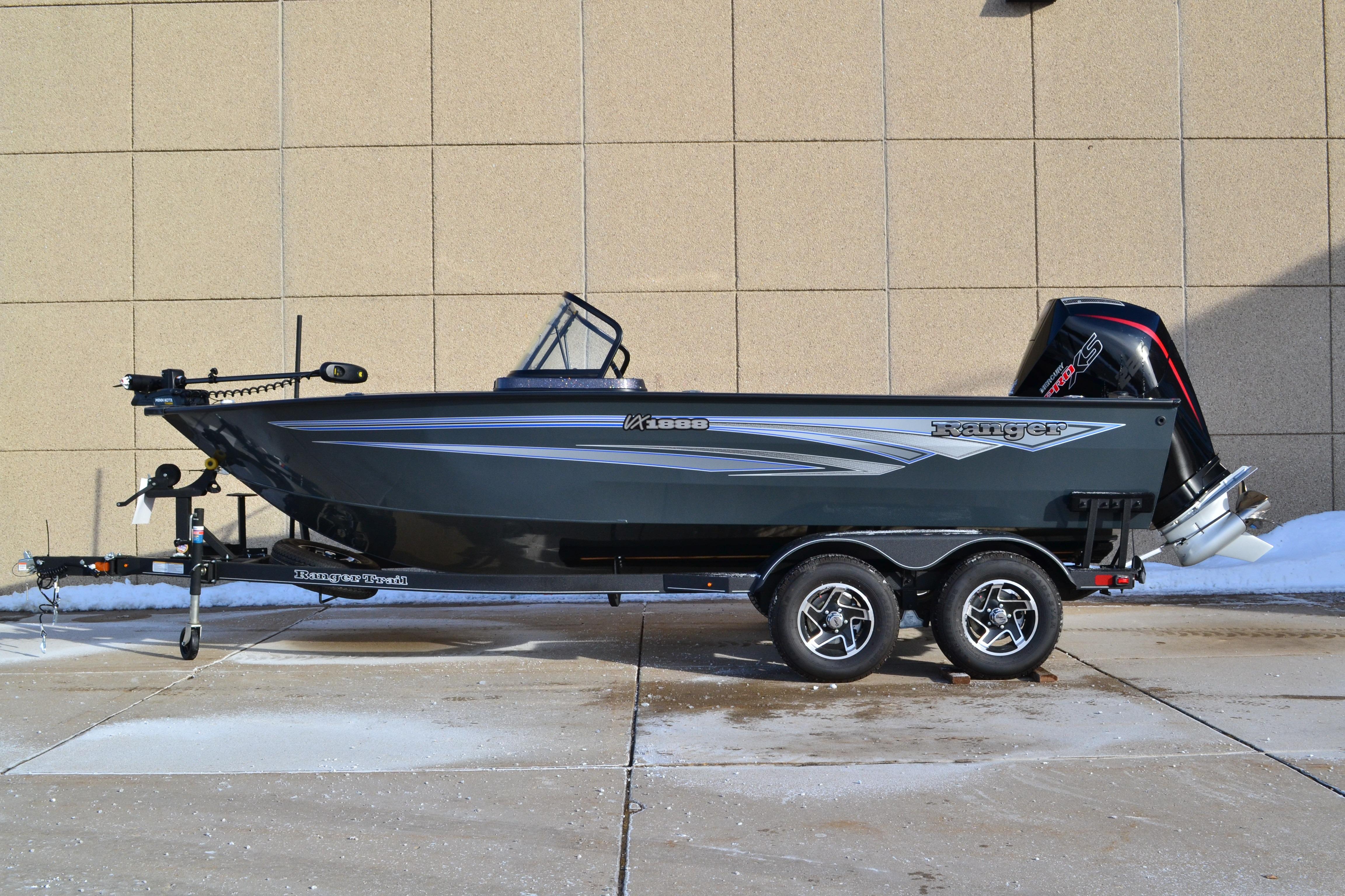 2026 Ranger VX1888 WT fishing boat on trailer, parked outdoors.