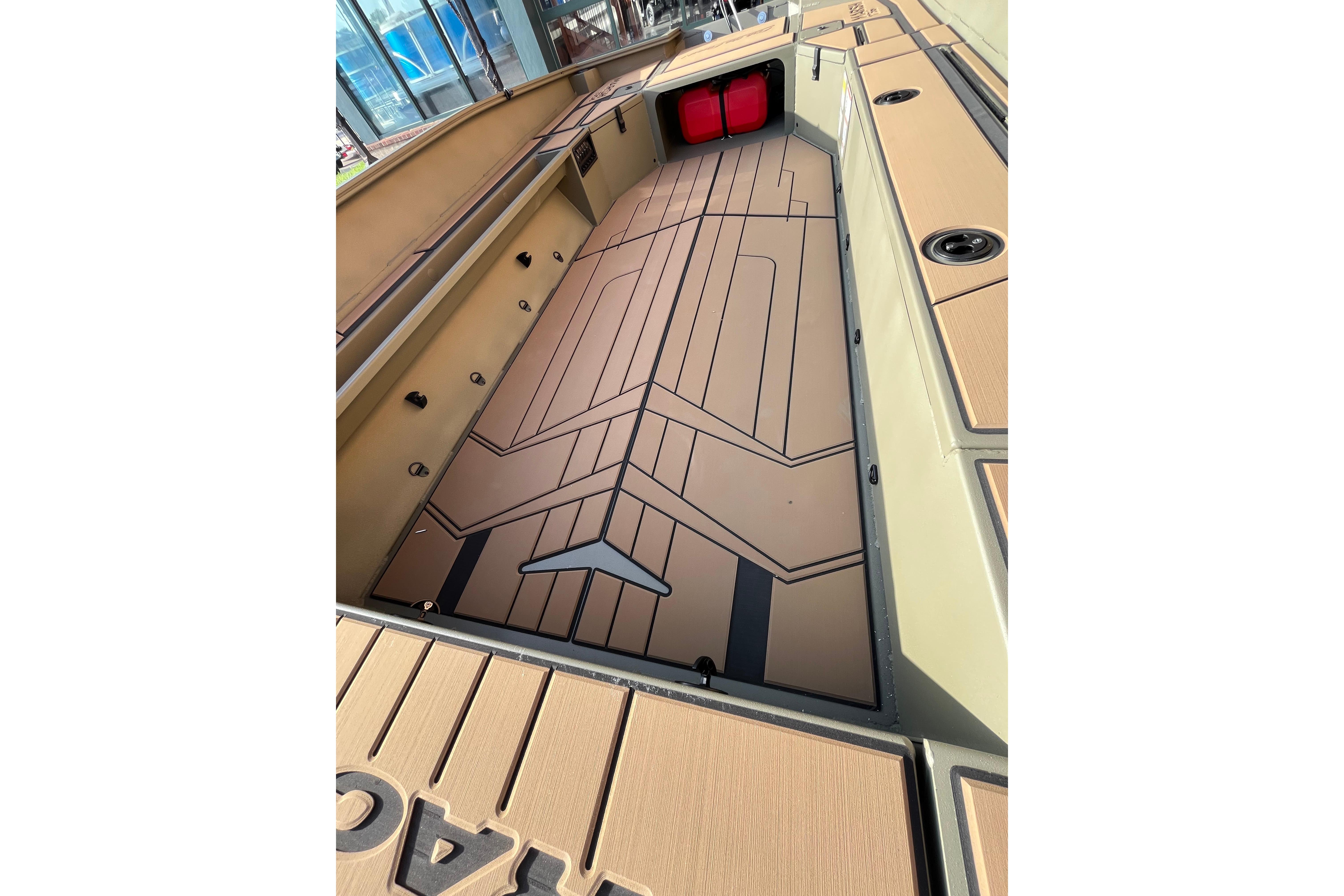 2026 Tracker Grizzly 1756 T Marsh boat interior with custom flooring design.