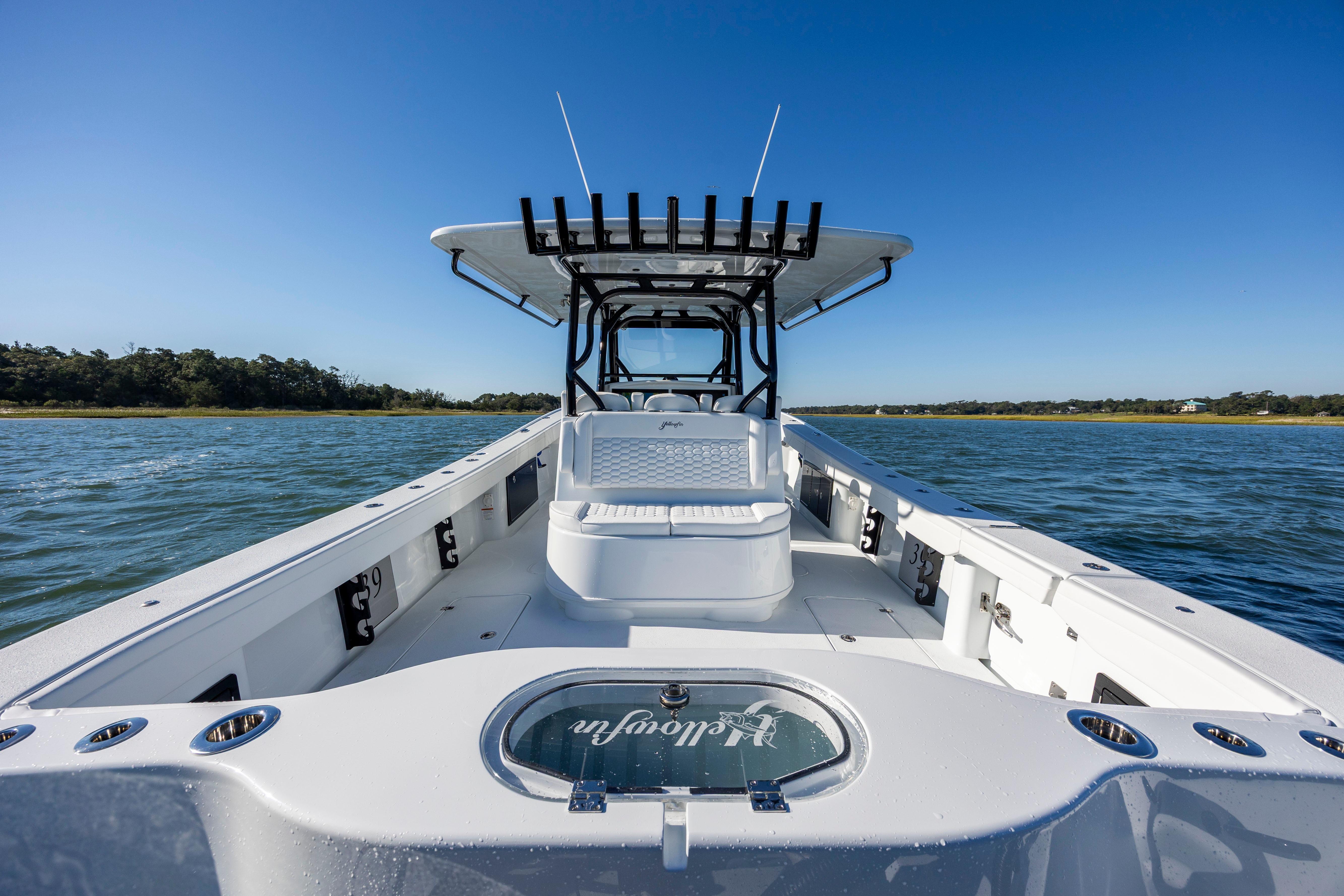 2026 Yellowfin 39 Offshore boat on water, clear sky, spacious deck.