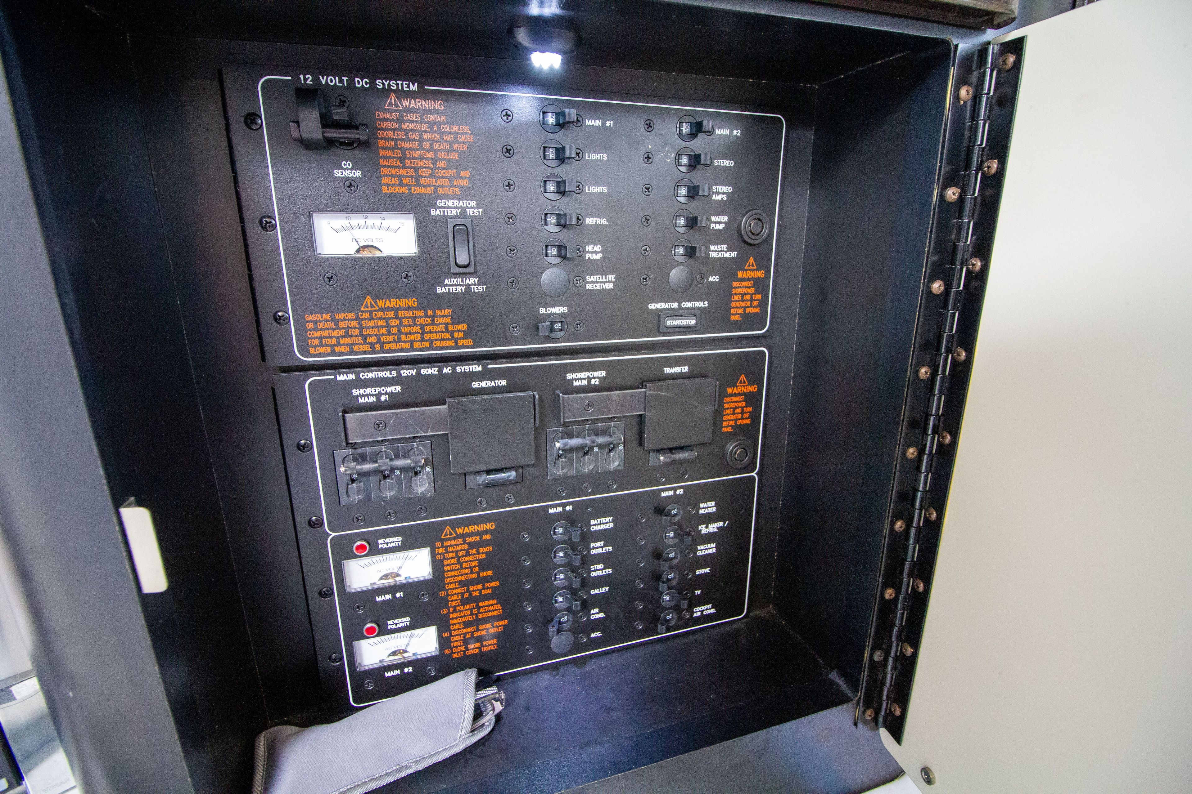 Electrical control panel of a 2016 Formula 40 Performance Cruiser.