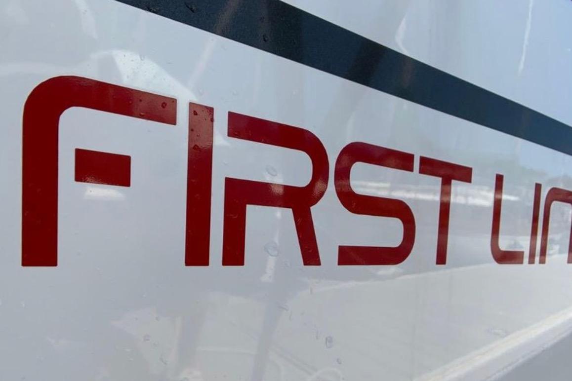 "First Line" text on Beneteau Oceanis 46.1 yacht, 2020 model.