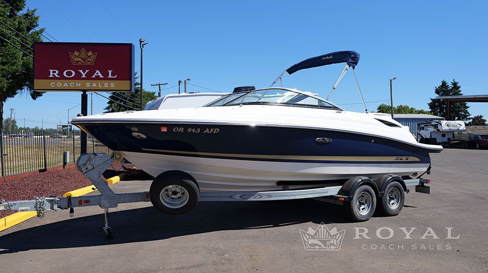 2014 Sea Ray SLX 230 on a trailer at Royal Coach Sales.