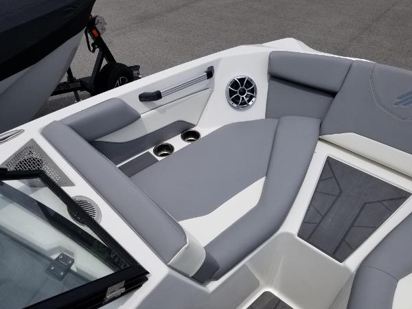 2023 ATX Surf Boats 20 Type-S interior with gray and white seating.