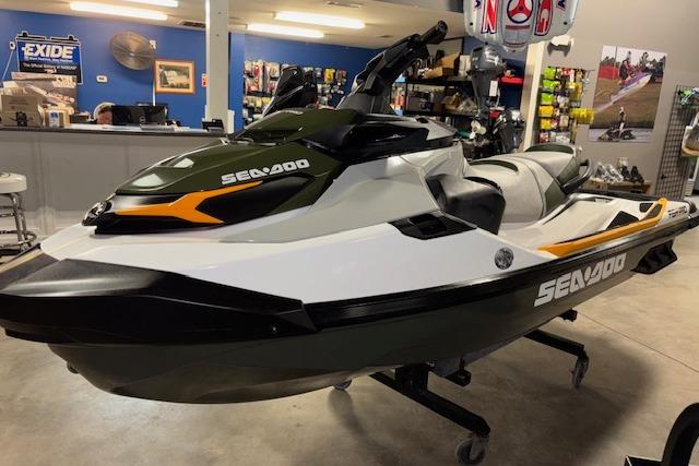 2020 Sea-Doo FISH PRO jet ski displayed in a showroom setting.