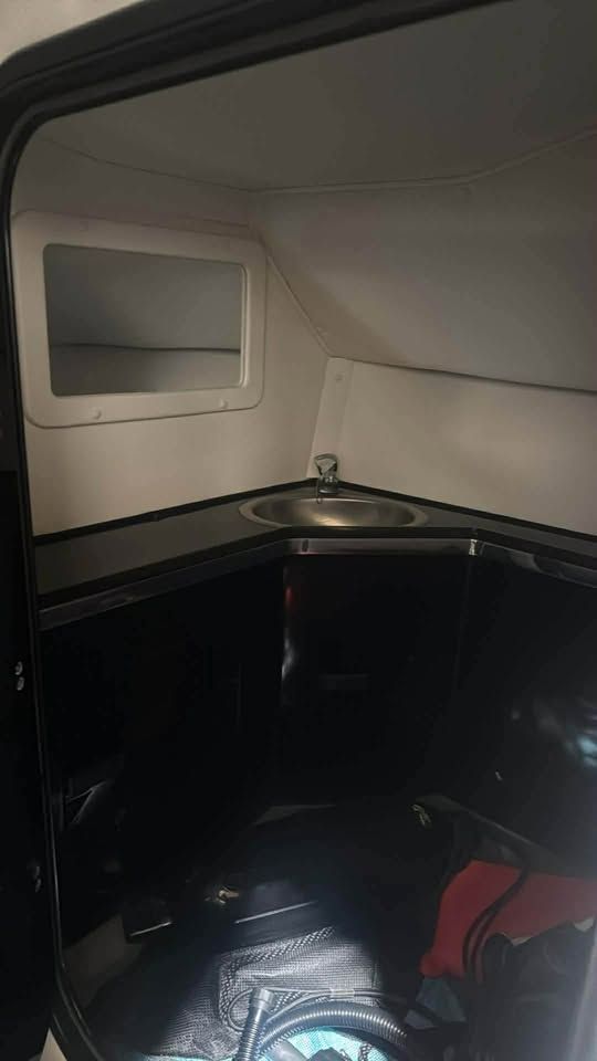 Interior of a 1996 Fountain 42Ft yacht with sink.