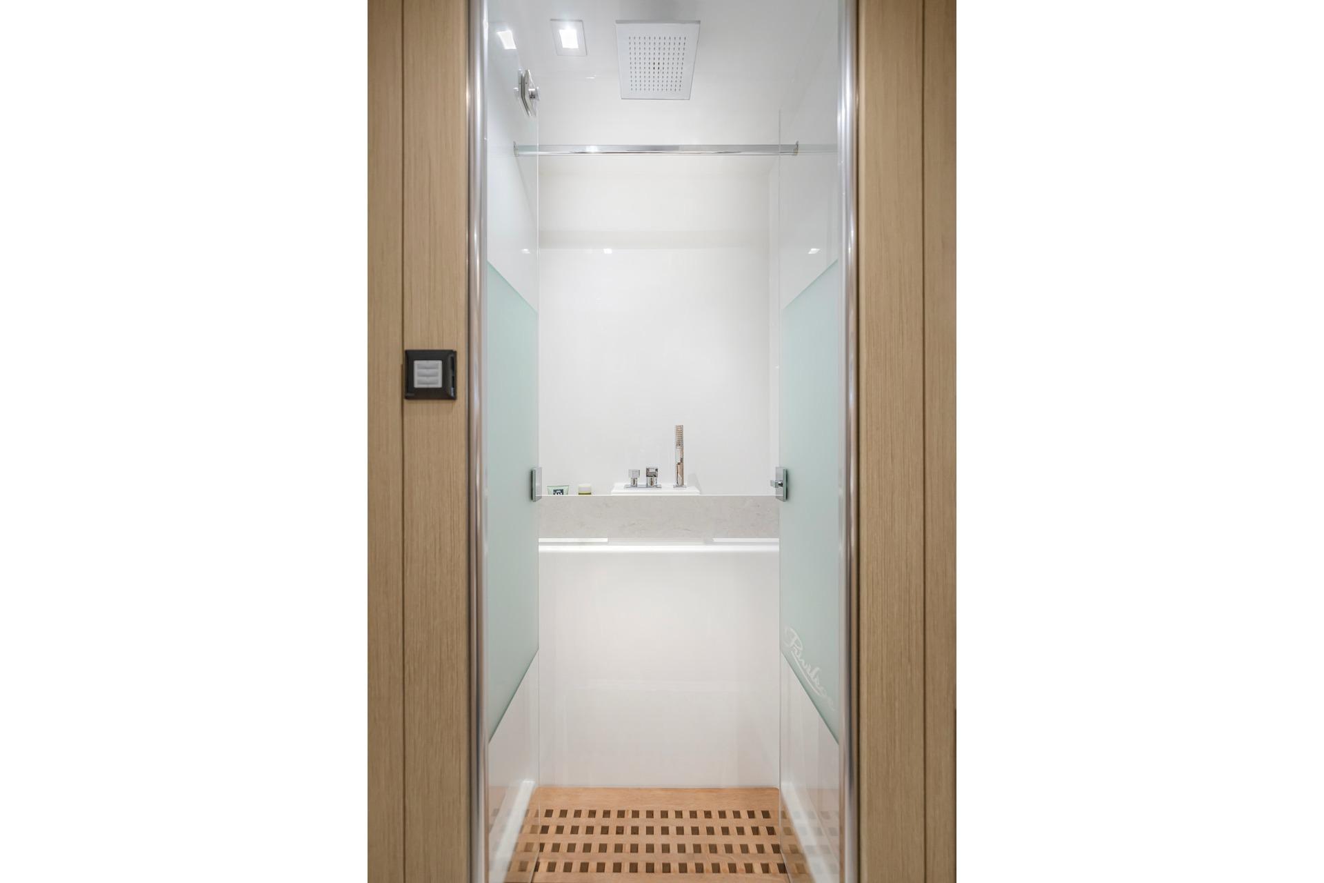 Luxurious shower in Privilege Signature 510 yacht, year 2025.