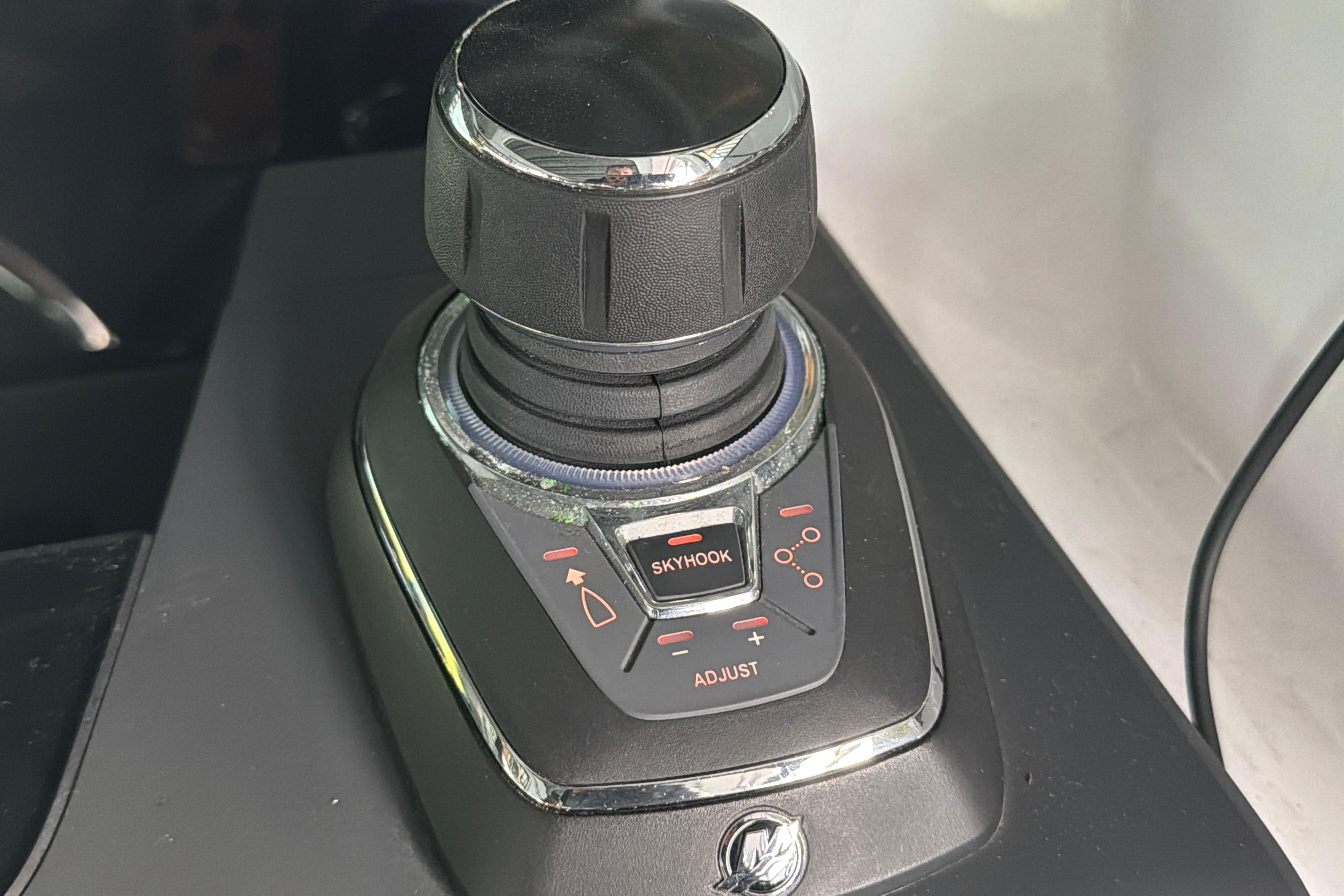Joystick control panel in a 2022 Axopar Brabus 37 XC Cross Cabin boat.