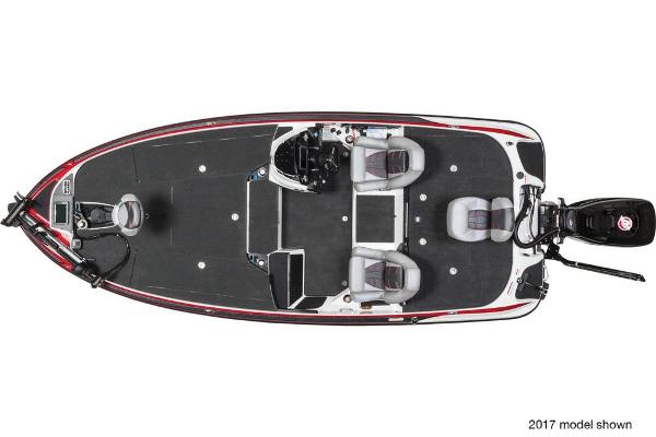 Manufacturer Provided Image: Top view of a 2018 Nitro Z20 Pro fishing boat with dual seating and motor.