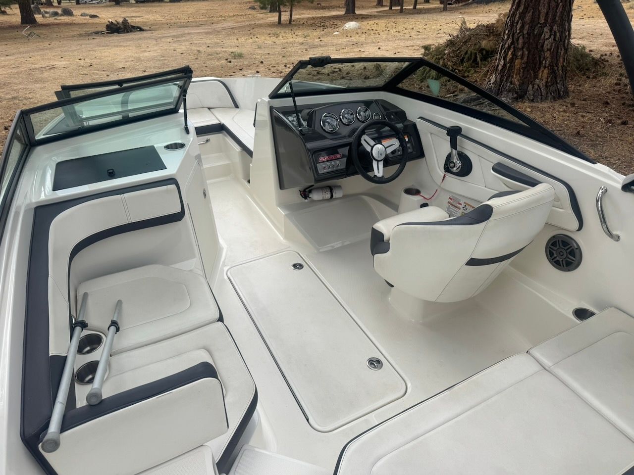 Interior of a 2016 Sea Ray SPX 190 Outboard boat.