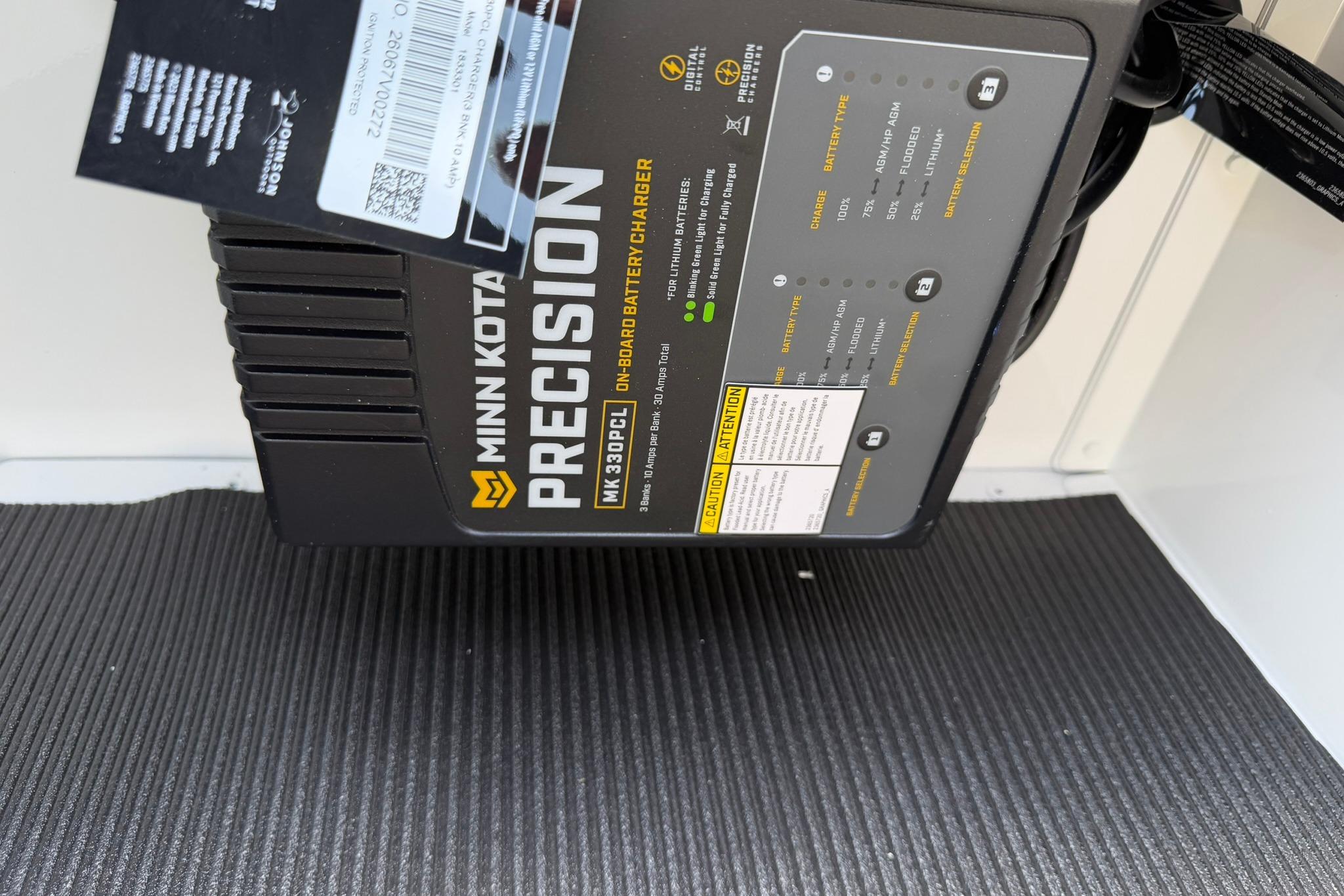 Minn Kota Precision MK 330PCL on-board battery charger in Lund 1675 Adventure Sport.