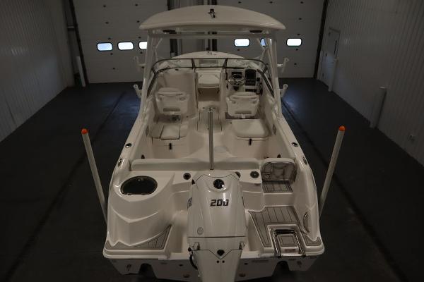 2025 Sea Fox 228 Traveler boat interior, featuring dual seating and modern design.
