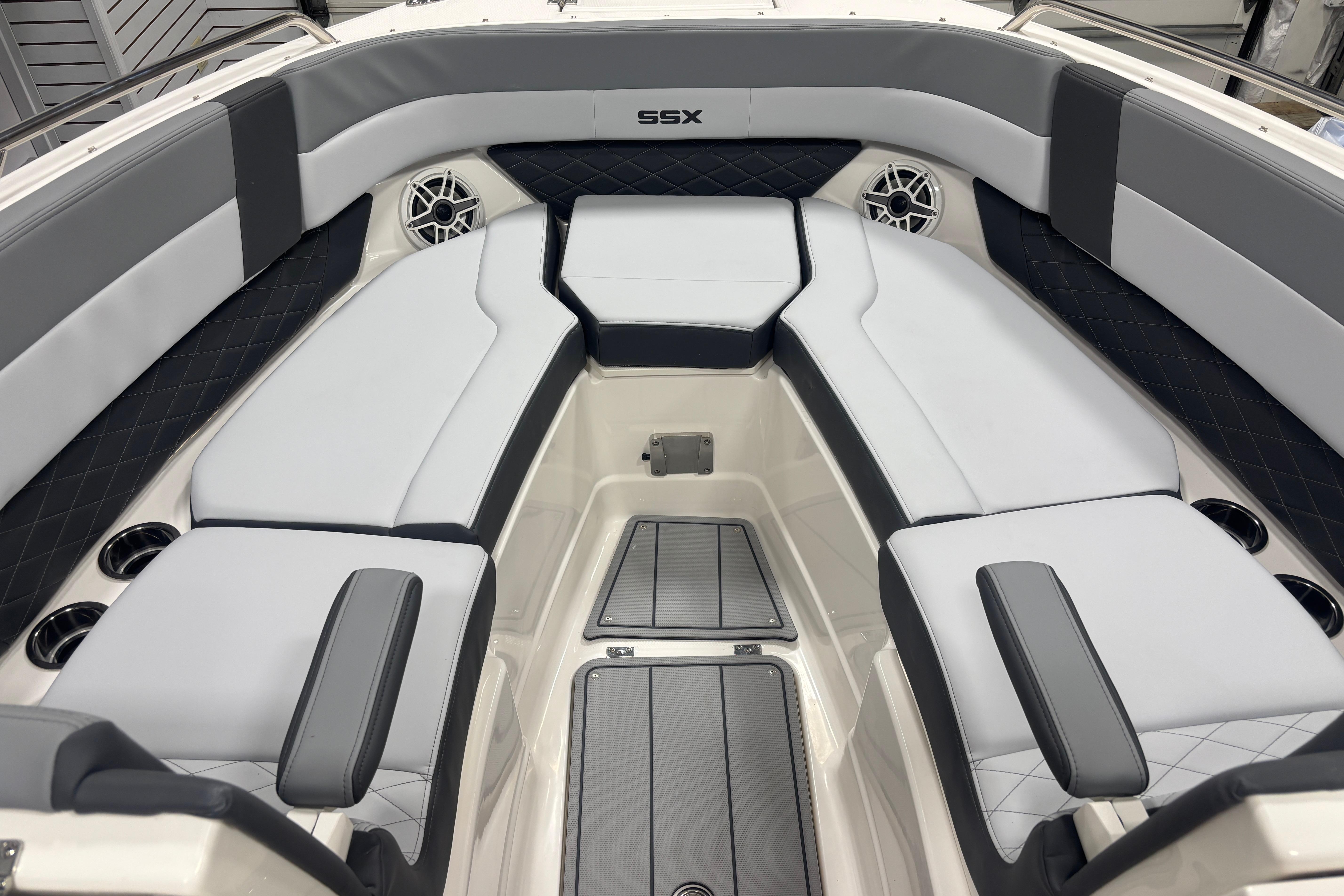 2026 Chaparral SSX 30 boat interior with luxurious seating and modern design.