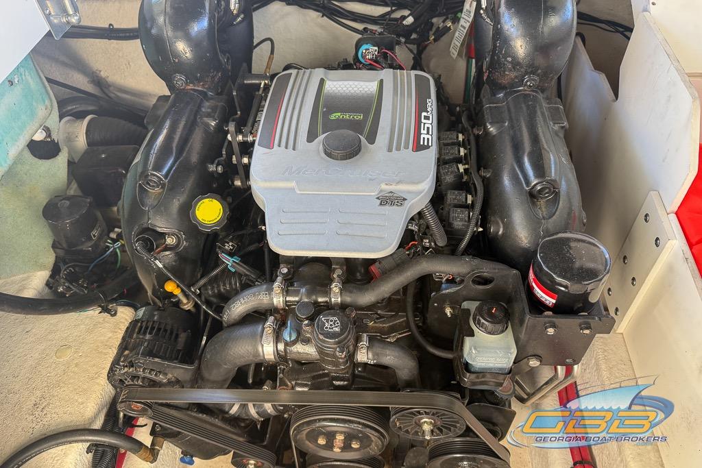 Engine of a 2011 Sea Ray 260 Sundeck boat, featuring a MerCruiser 350 MAG.