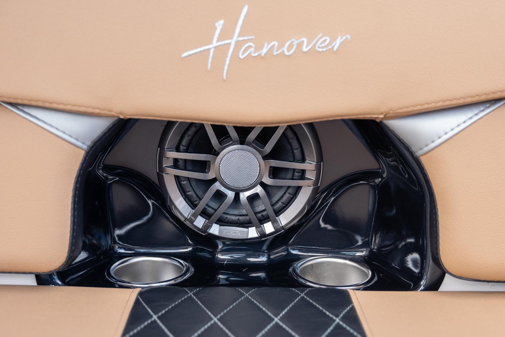 Luxurious Hanover 305 interior with premium speaker and cup holders, 2026 model.