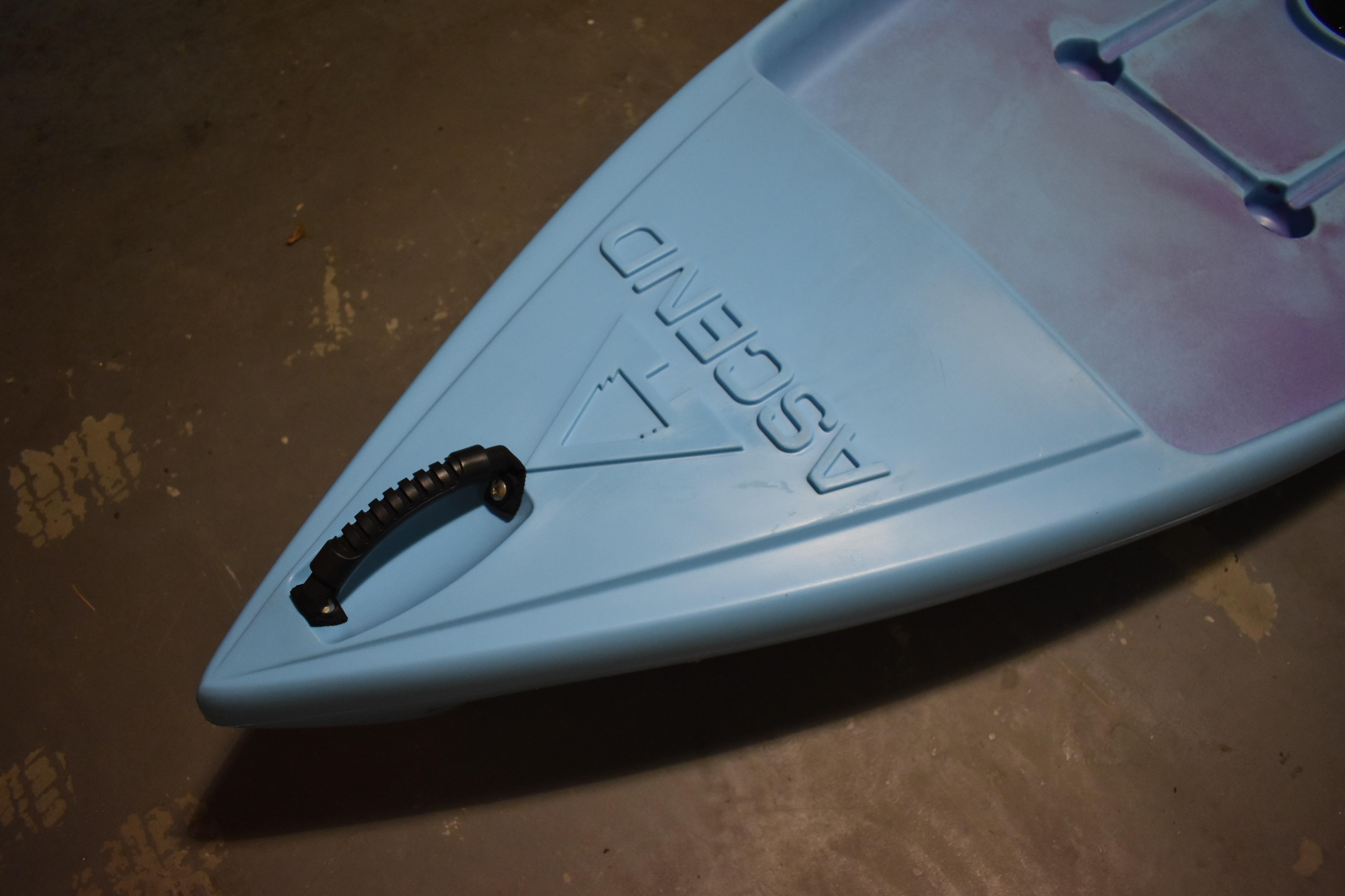 2021 Ascend 9R Sport Sit-On kayak, blue with a black handle, top view.