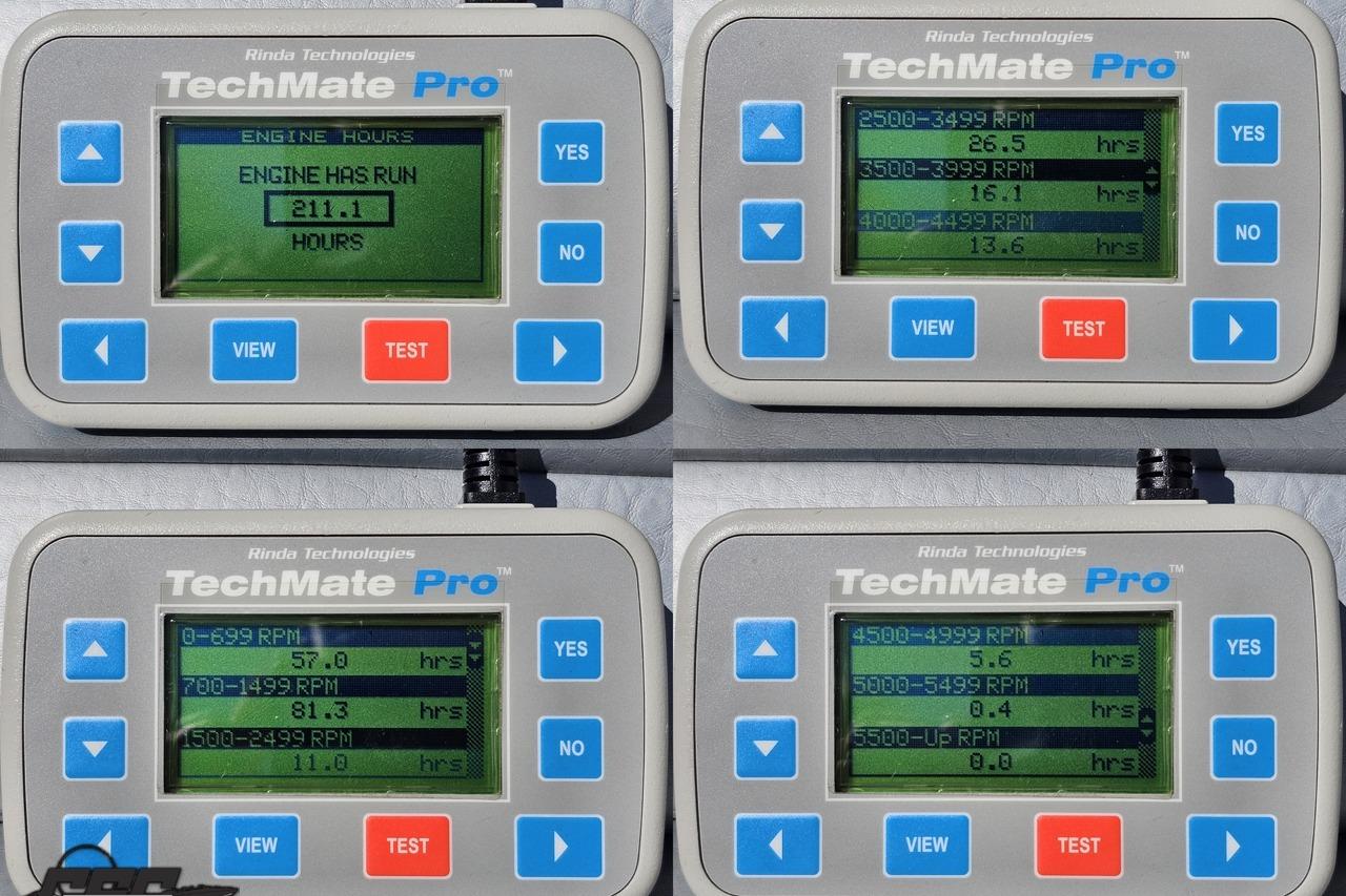 TechMate Pro displays engine hours and RPM data for 2014 Formula 292 FASTech.