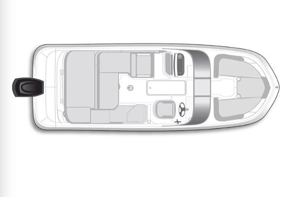 Manufacturer Provided Image: Top view layout of 2025 Bayliner VR6 Bowrider OB boat, showcasing seating and helm design.