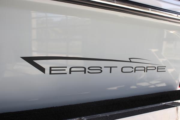 East Cape 25 Open 2025 model logo on boat exterior.