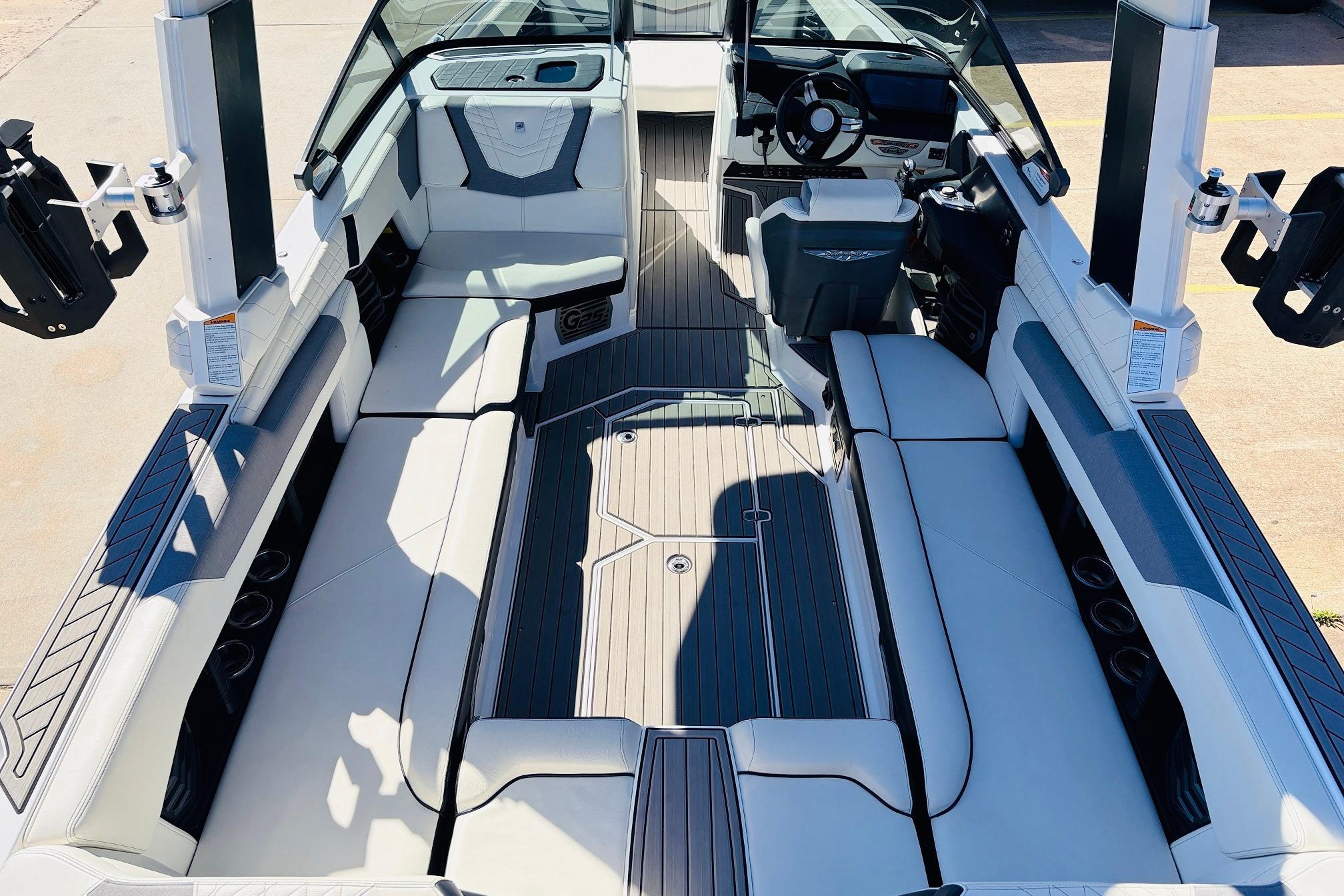 2023 Nautique Super Air Nautique G25 interior with luxurious seating and modern design.