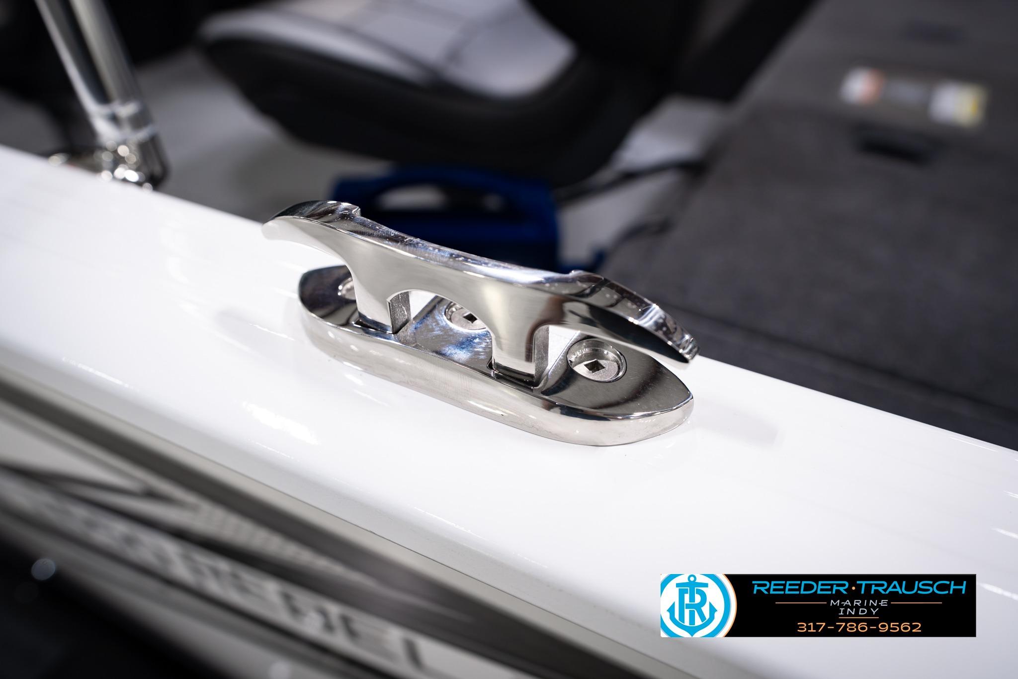 Close-up of a cleat on a 2026 Lund 1650 Rebel XL SS boat.