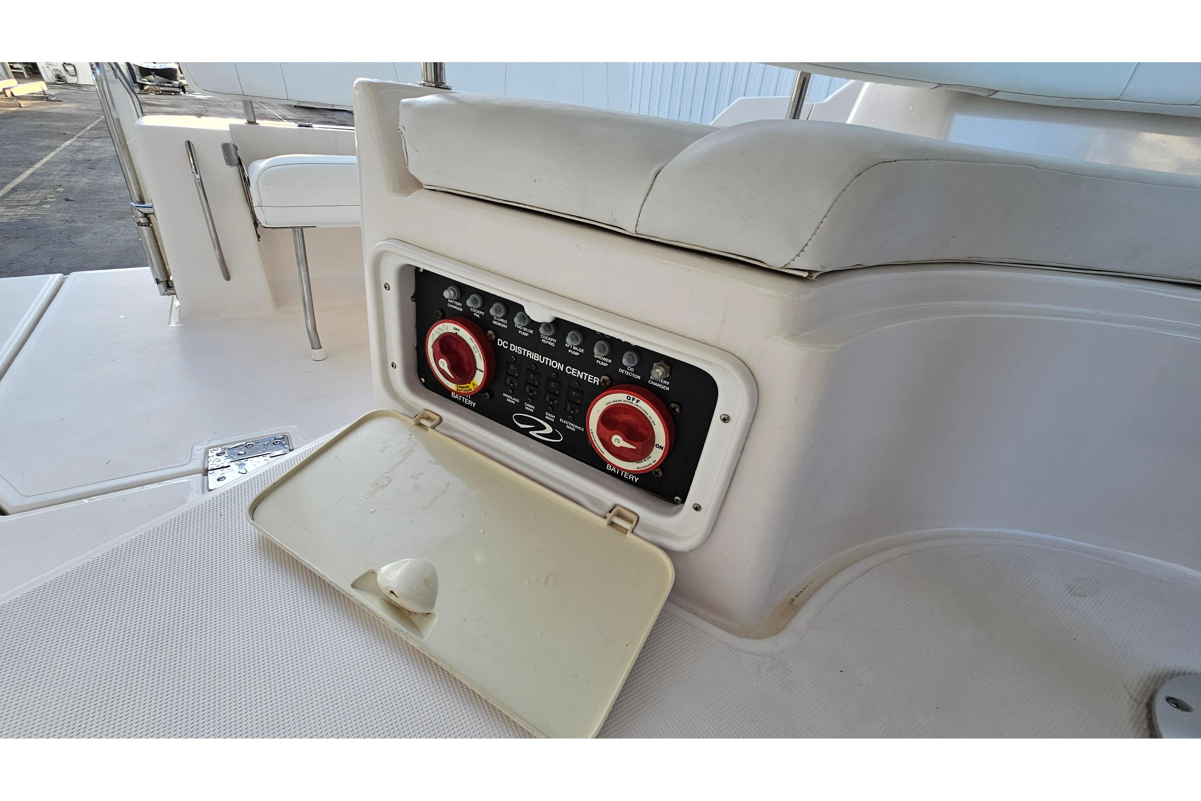 2005 Regal 3060 Window Express boat's DC distribution center with battery controls.