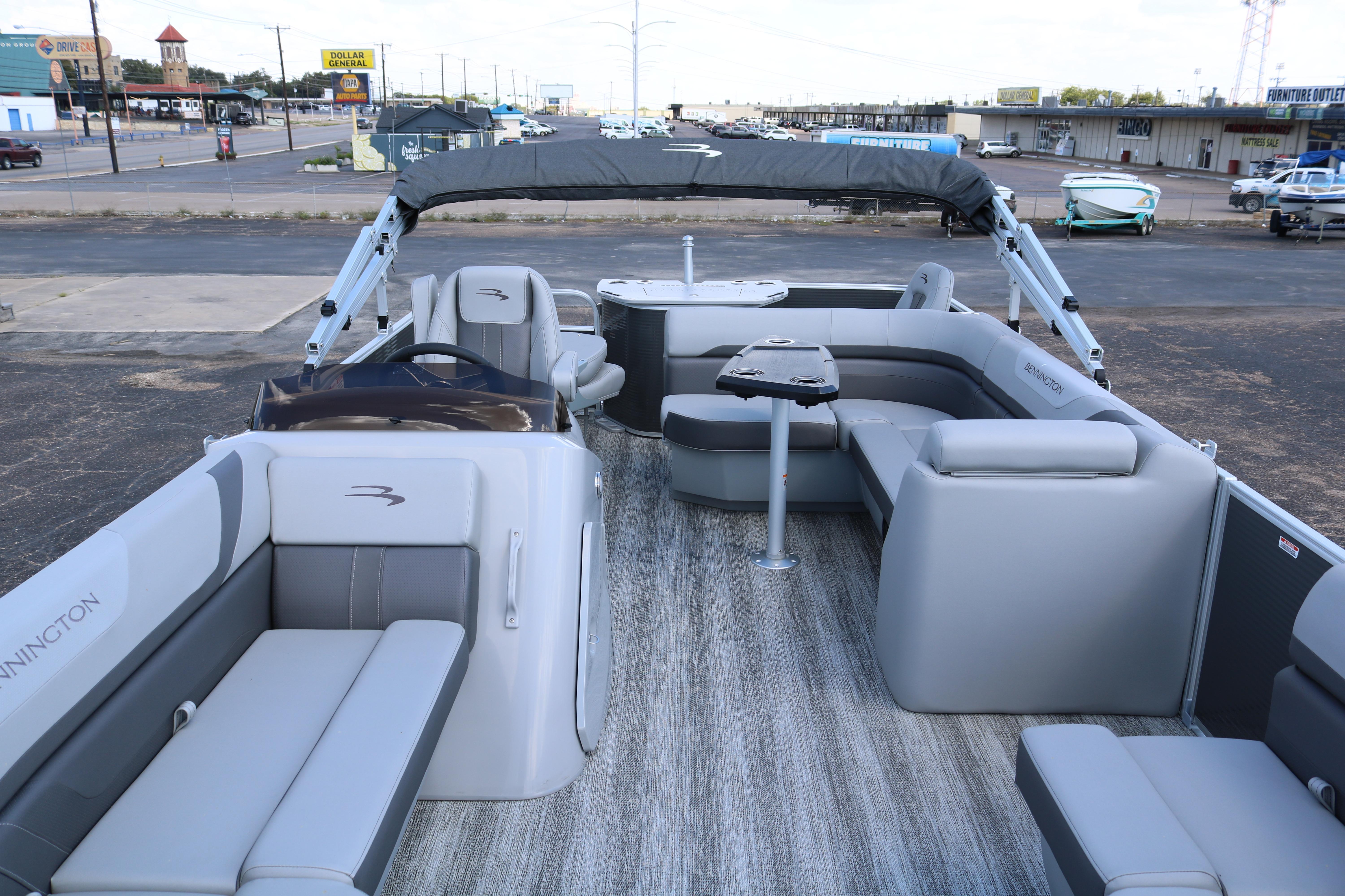 2026 Bennington 20SXSNP REAR FISH pontoon boat with spacious seating and modern design.