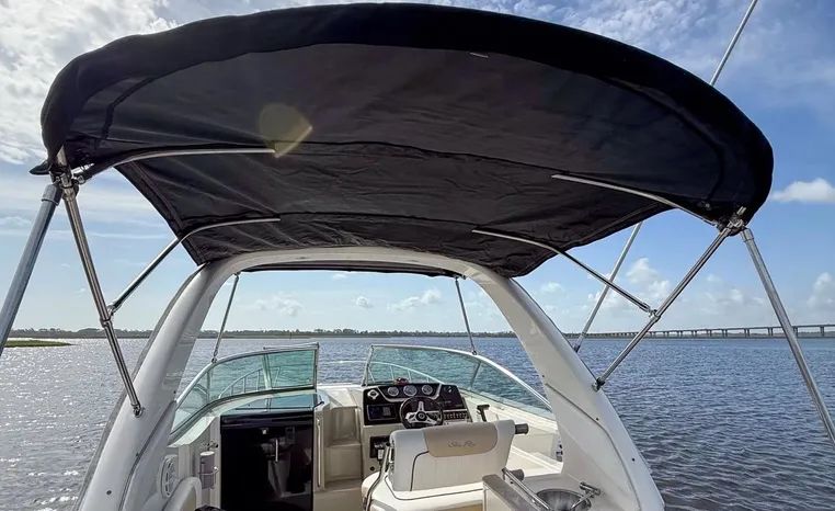 Interior view of a 2010 Sea Ray Sundancer 260 on the water.
