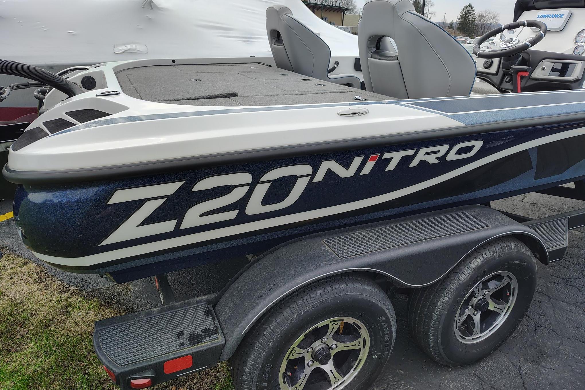 2024 Nitro Z20 boat on trailer, featuring sleek design and modern seating.