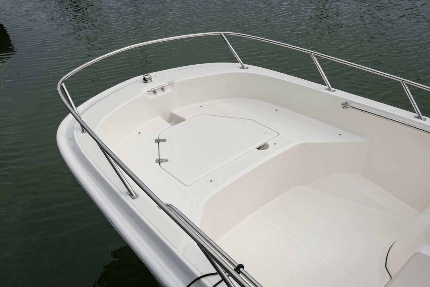 The image shows the bow of a 2026 Boston Whaler 160 Super Sport on the water.
