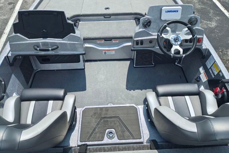 Interior of a 2026 Nitro Z19 XL boat with dual seats and steering console.