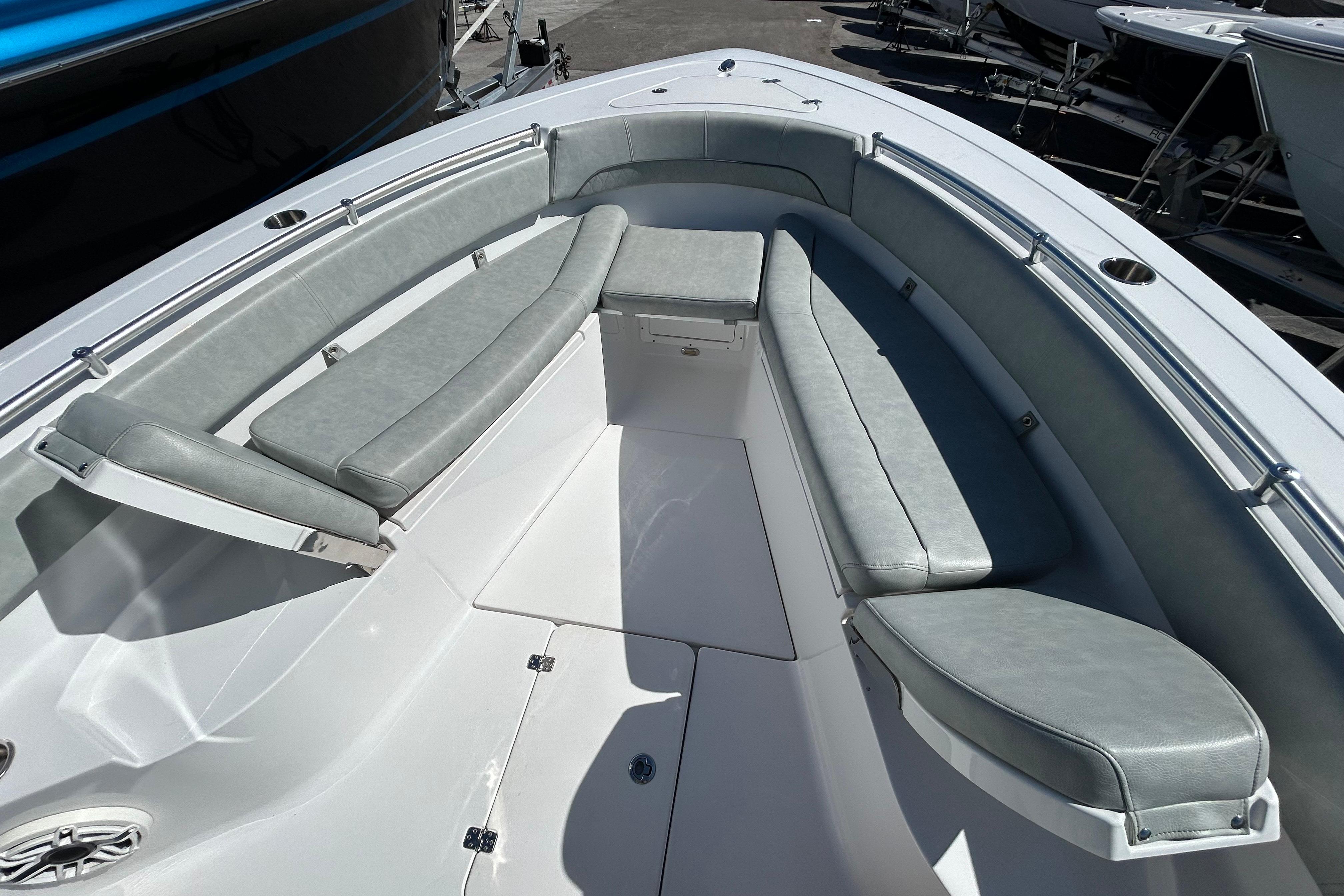 2019 Sportsman Open 282 Center Console boat with spacious seating area.