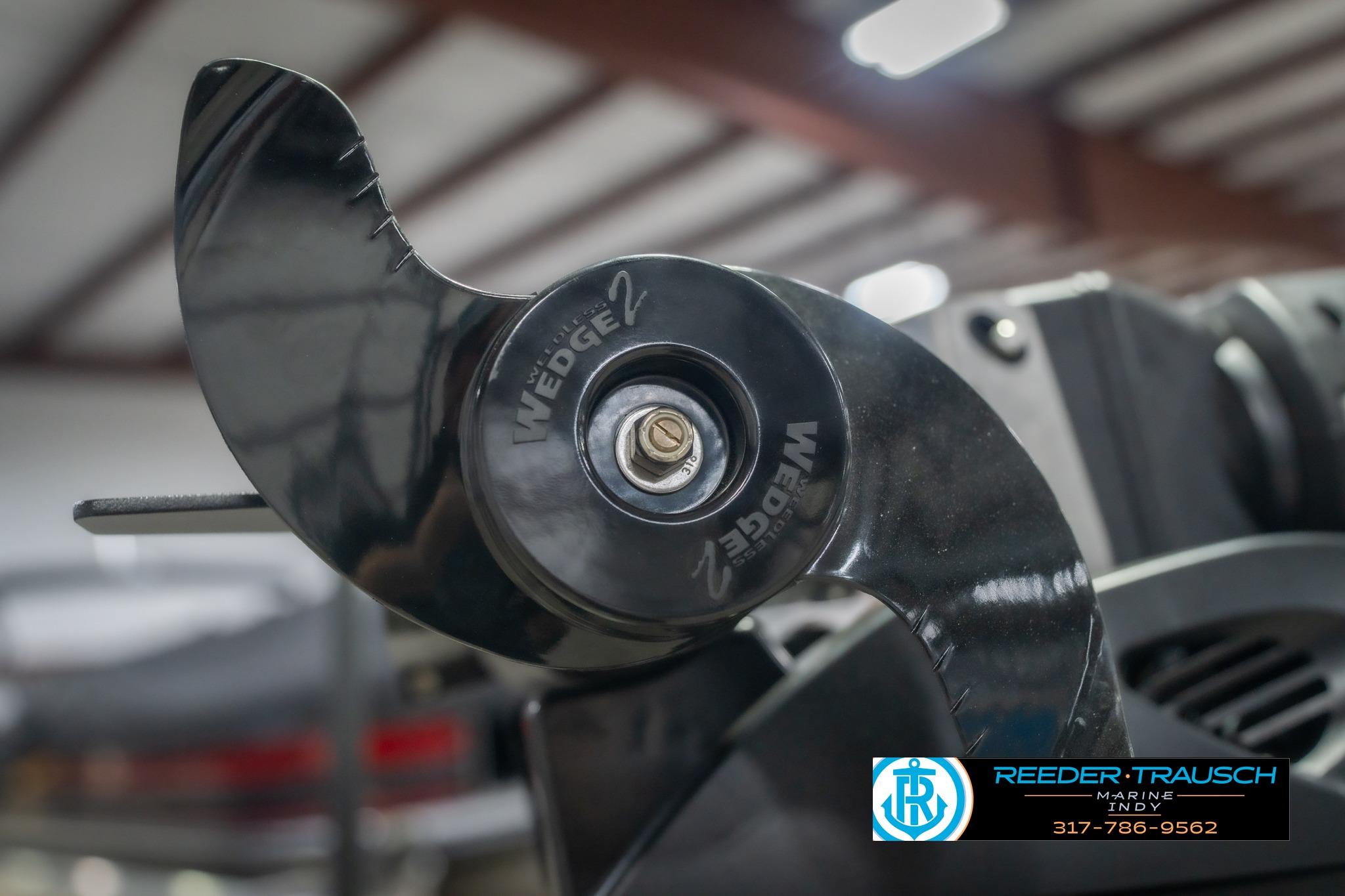 Close-up of a 2026 Lund 2075 Impact XS boat component with Wedge 2 logo.