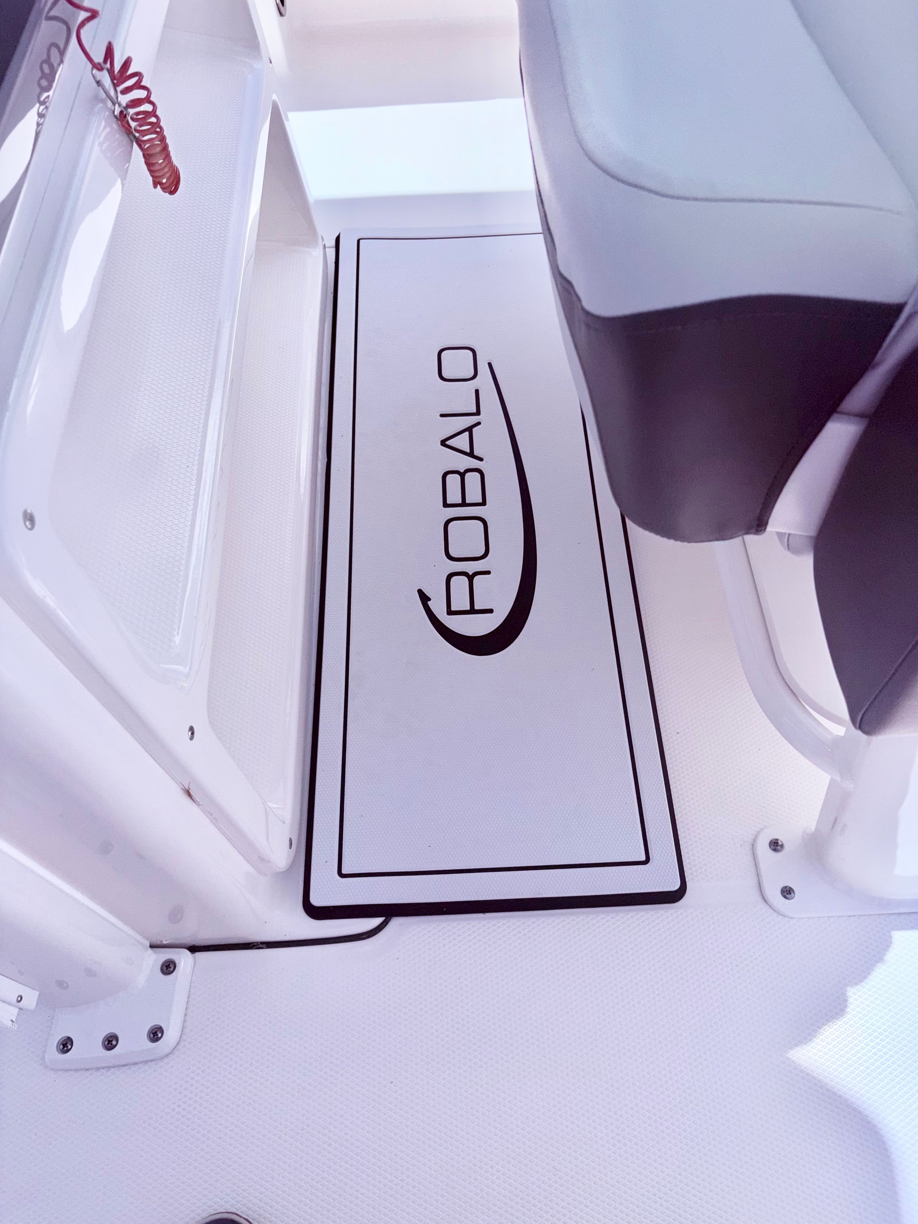 Interior of Robalo 266 Cayman boat, year 2025.