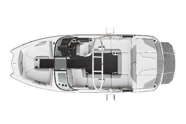 Top view of 2017 MasterCraft NXT22 boat layout, showcasing seating and deck design.