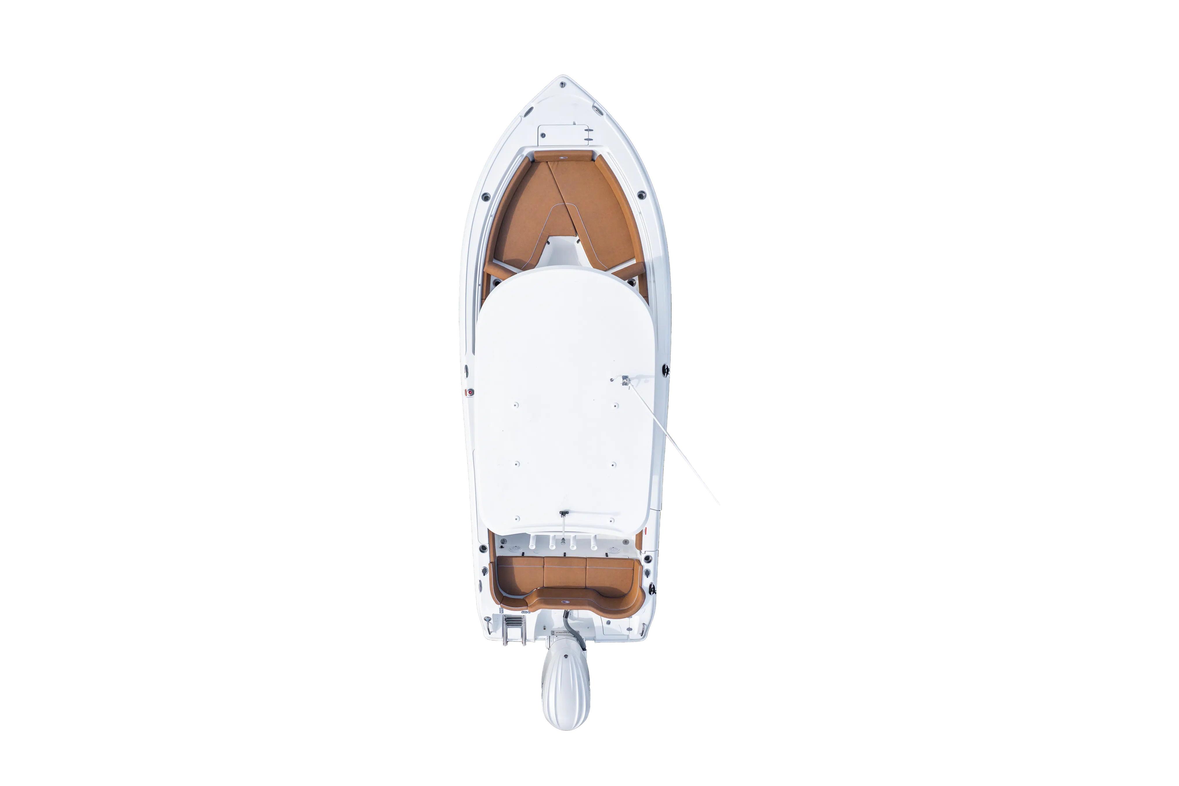 Top view of 2027 Sea Hunt Ultra 235 SE boat, showcasing sleek design and spacious layout.
