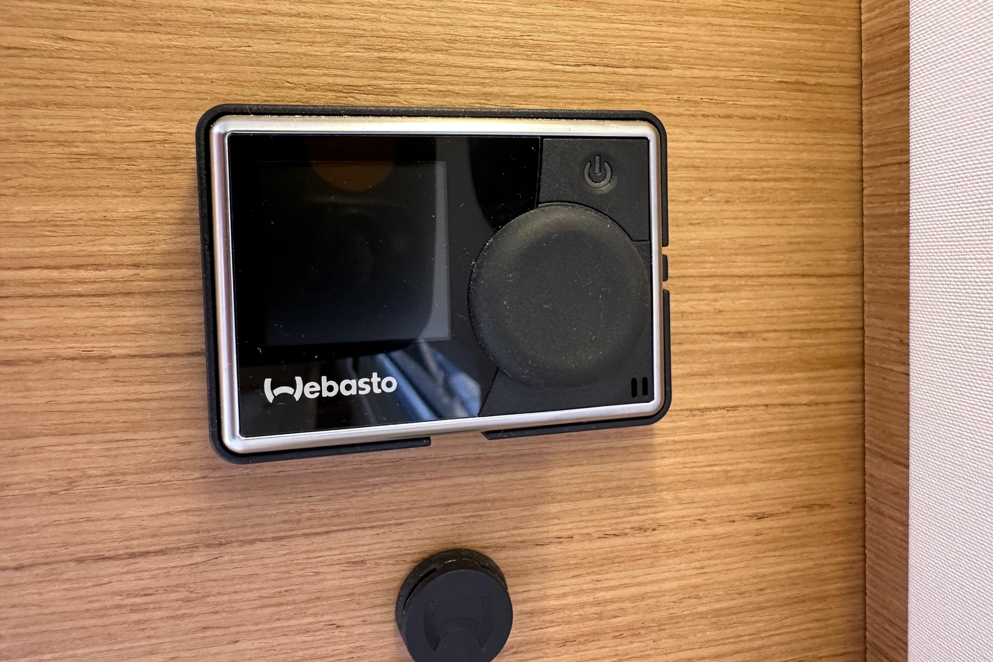 Webasto control panel on 2024 Jeanneau Sun Odyssey 410 yacht interior.