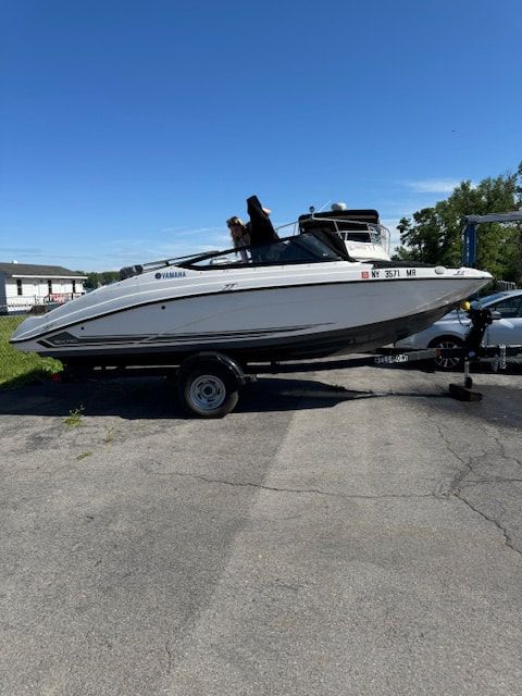 2020 Yamaha SX190 boat on trailer in sunny weather.