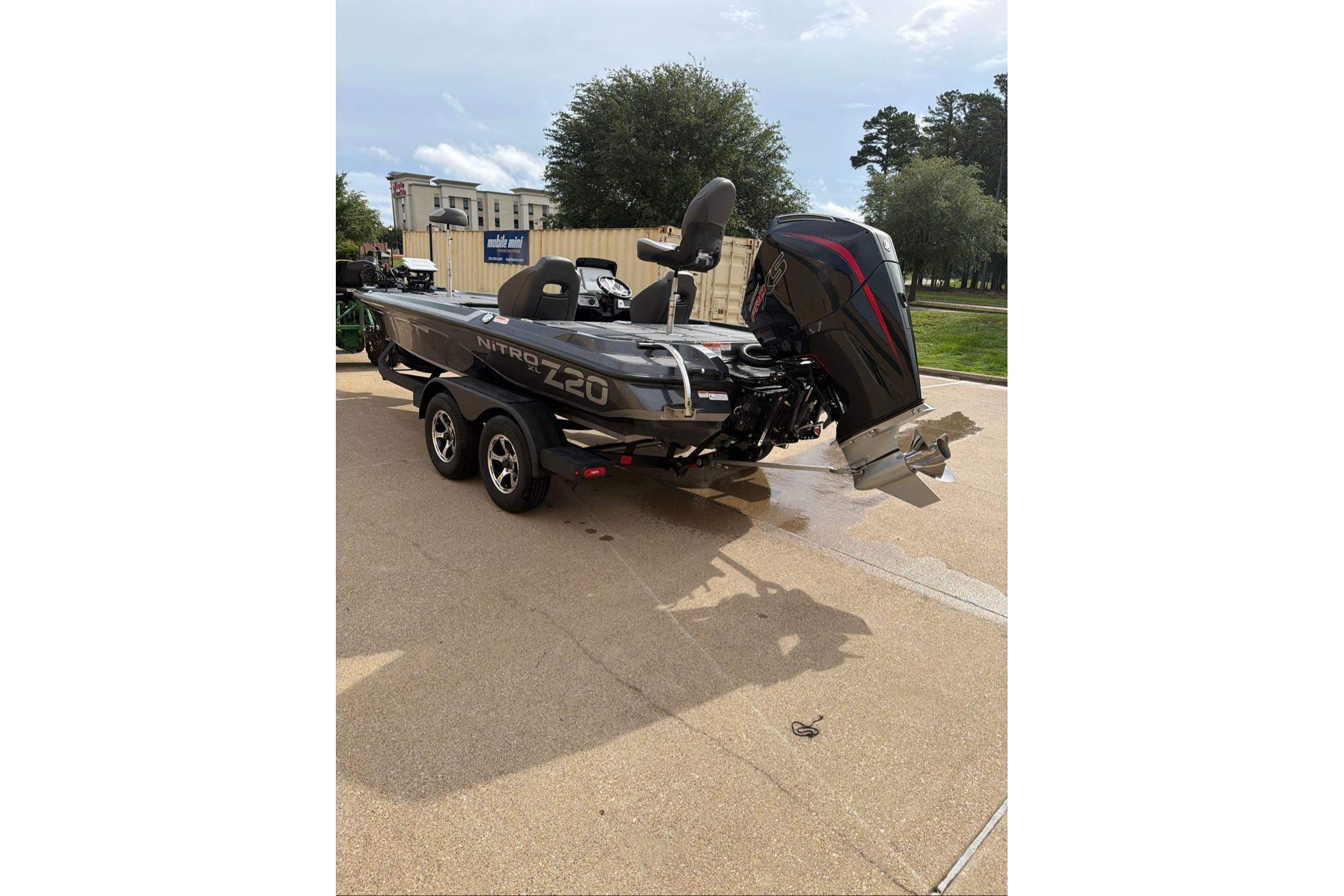 2026 Nitro Z20 XL boat with powerful outboard motor on a trailer.