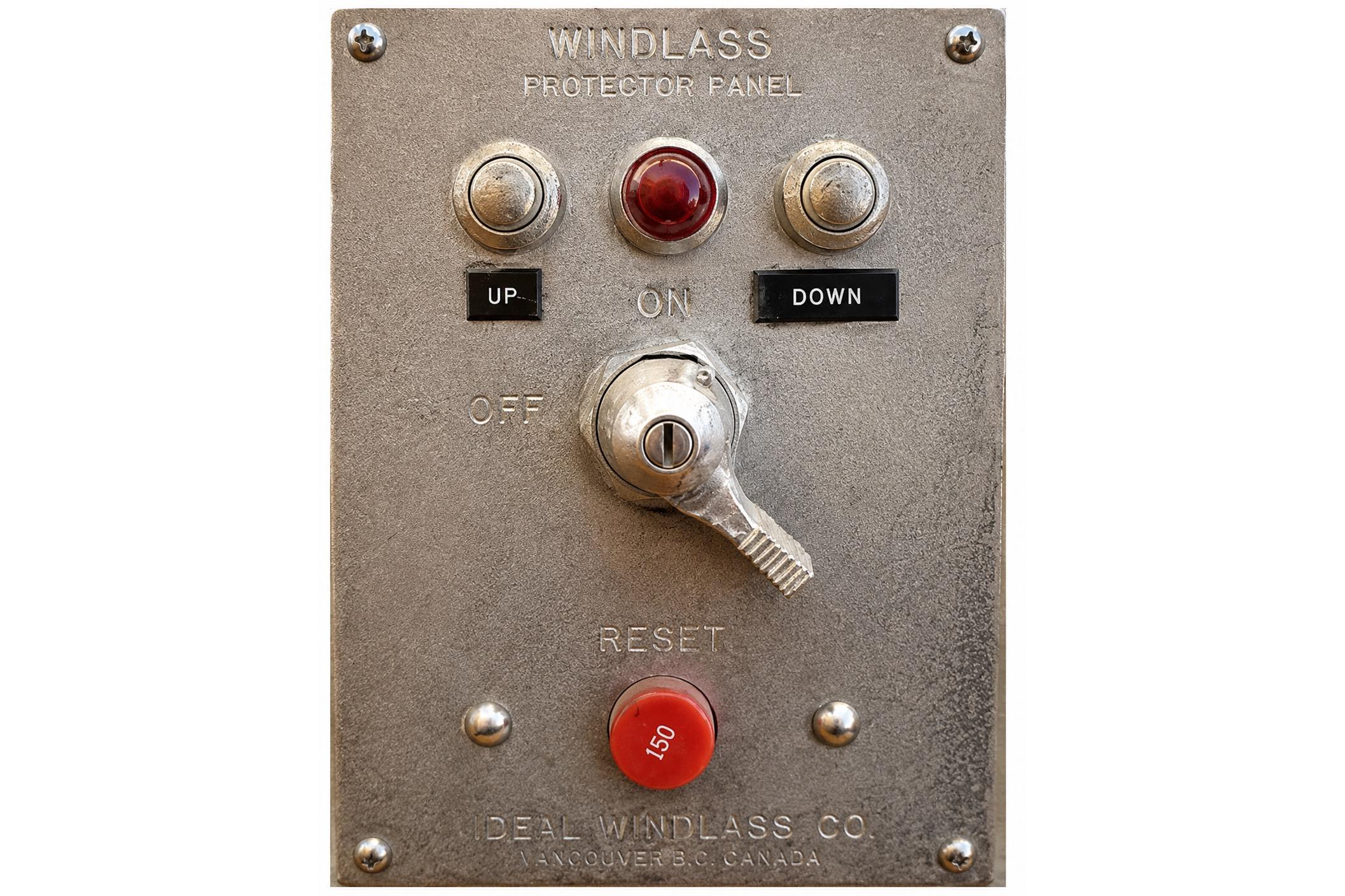 Windlass protector panel on 1989 Grand Banks 42 Classic boat.