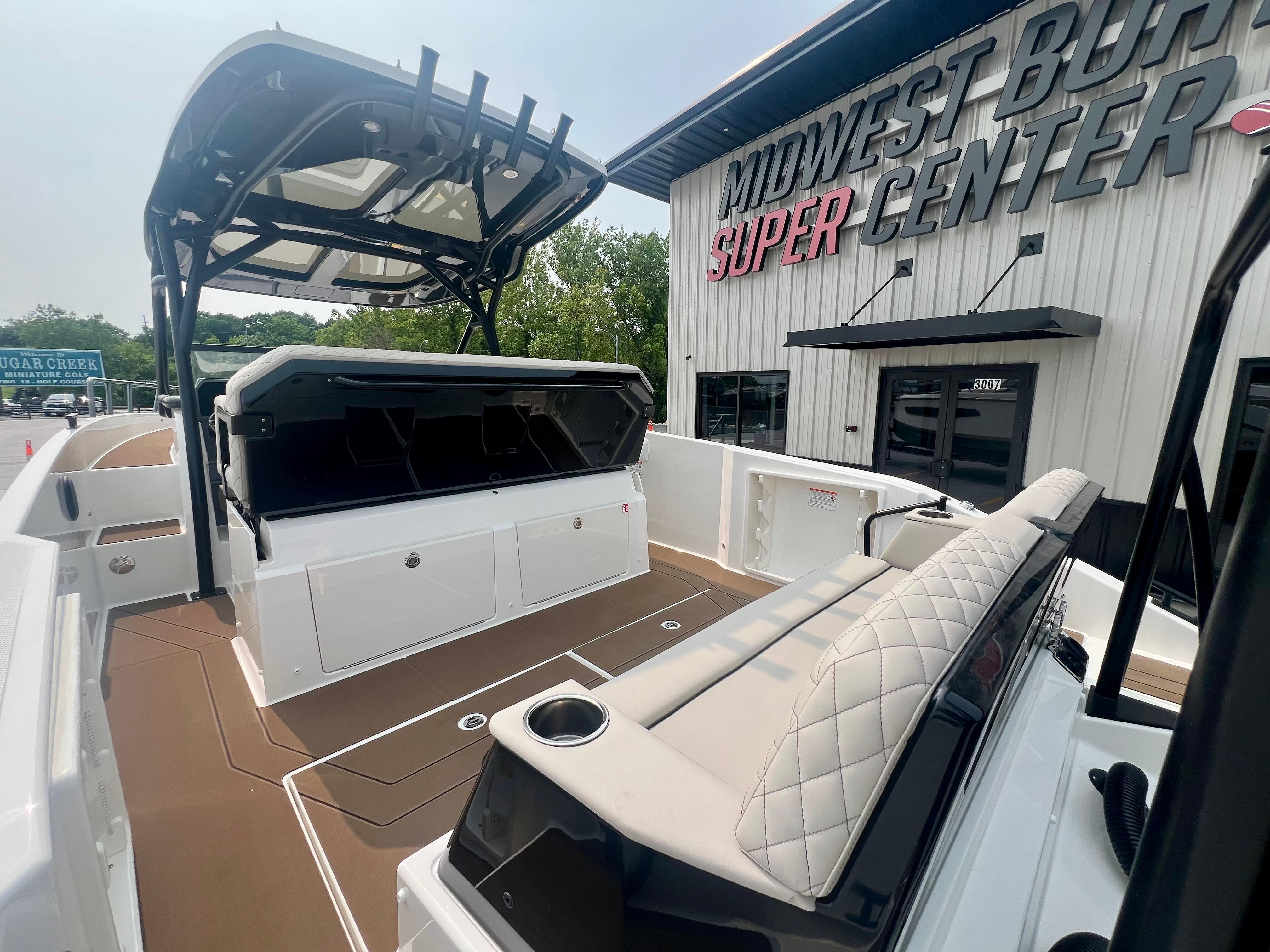 2025 Navan S-30 boat interior at Midwest Boat Super Center, featuring sleek seating and modern design.