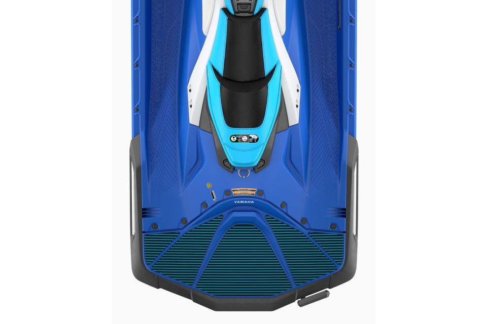 Manufacturer Provided Image: 2026 Yamaha WaveRunner JetBlaster DLX 3-Up, top view, blue and black design.