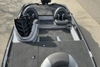 2026 Nitro Z17 boat interior with dual seats and steering console.