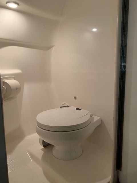 Toilet in a 2001 Fountain Lightning boat.